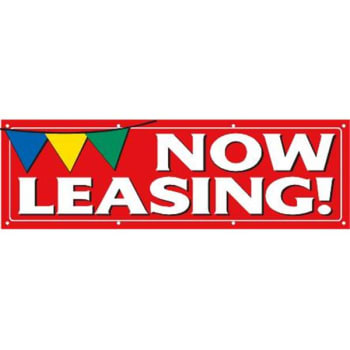 Horizontal Now Leasing Pennant Banner, Red, 10' X 3'