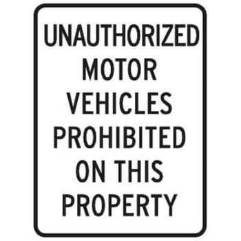 Image for Unauthorized Vehicles Prohibited Sign, High Intensity, 18 x 24 from HD Supply