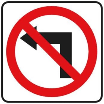 Image for No Left Turn Symbol Sign, High Intensity, 18 x 24 from HD Supply