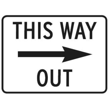 Image for This Way Out Sign with Right Arrow/Horizontal, Reflective, 24 x 18 from HD Supply