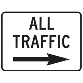 All Traffic Sign with Right Arrow/Horizontal, Non-Reflective, 24 x 18