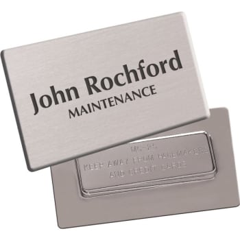 Image for Custom Engraved Metal Name Tag Magnetic Fastener, Brushed Aluminum, from HD Supply