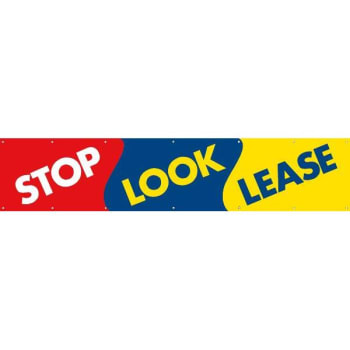 Image for Horizontal Stop! Look! Lease! Banner, Red/Blue/Yellow, 20' x 4' from HD Supply