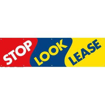 Image for Horizontal Stop! Look! Lease! Banner, Red/Blue/Yellow, 15' x 4' from HD Supply