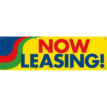Image for Horizontal Now Leasing! Banner, Yellow, 10' x 3' from HD Supply