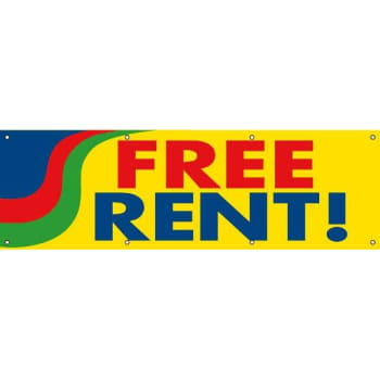 Image for Horizontal Free Rent Banner, Yellow, 10' X 3' from HD Supply