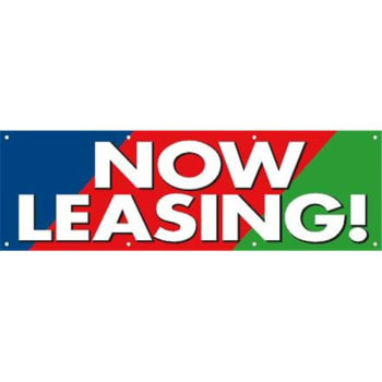 Image for Horizontal Now Leasing! Banner, Blue/Red/Green, 10' x 3' from HD Supply