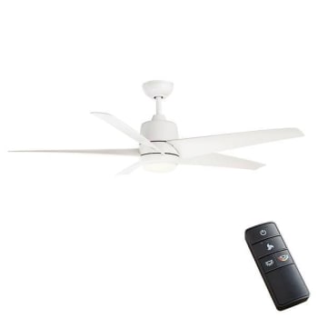 Hampton Bay 54" Matte White Mena Ceiling Fan - Quick Install, Remote Control, Integrated Led, Damp Rated