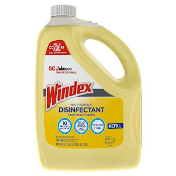 Windex Multi-Surface Disinfectant Sanitizer Cleaner Refill, 128 Oz, Case Of 4