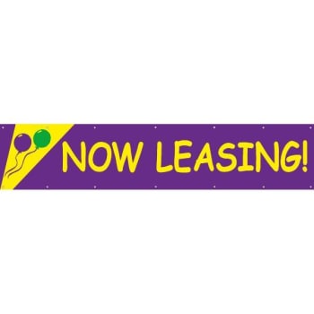 Image for Horizontal Now Leasing Banner, Festive, 20' x 4' from HD Supply