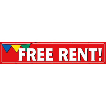 Image for Horizontal Free Rent Banner, Red Pennant, 20' X 4' from HD Supply