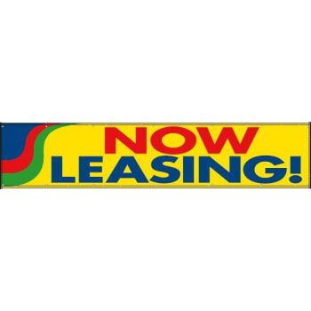 Image for Horizontal Now Leasing Banner, Yellow, 20' X 4' from HD Supply