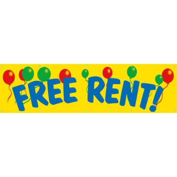Image for Horizontal Free Rent Banner with Balloons, 15' x 4' from HD Supply