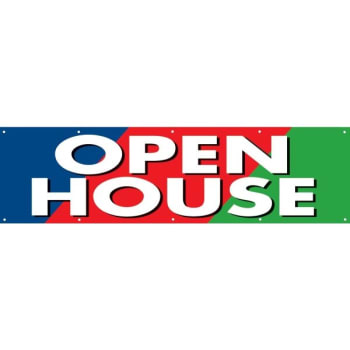 Open House Horizontal Banner, Blue/red/green, 15' X 4'