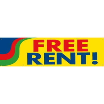 Horizontal Free Rent Banner, Yellow, 15' x 4'