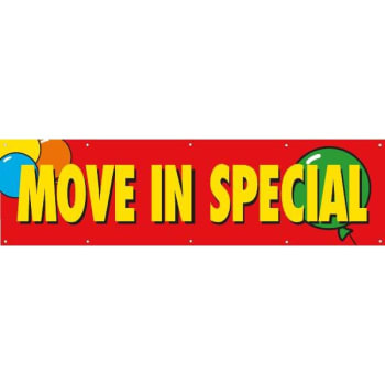 Image for Horizontal Move In Special Banner, Red with Balloons, 15' x 4' from HD Supply