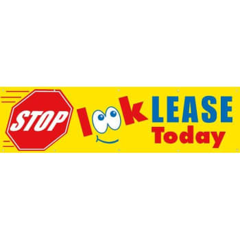 Image for Horizontal Stop Look Lease Today Banner, Stop Sign/Eyes/Sun, 15' x 4' from HD Supply