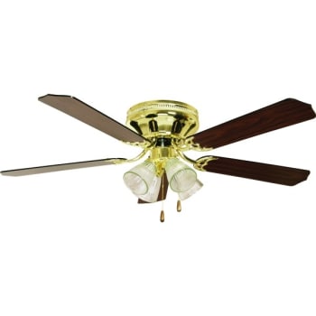Image for Litex 52 in Hugger-Mount Ceiling Fan w/ Light (Polished Brass) from HD Supply