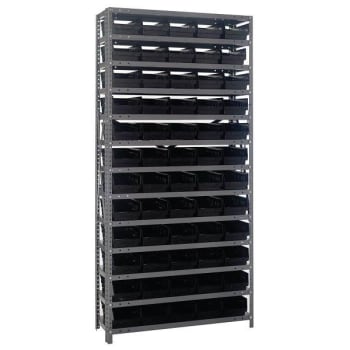 Quantum Storage Systems Bin Wire Shelving, 36"wx12"dx75"h, Includes 60 Black