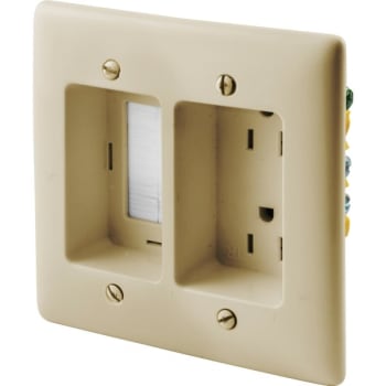 Image for Hubbell® 15 Amp 125 Volt 2-Gang Box TV Connection Duplex Standard Outlet (Ivory) from HD Supply