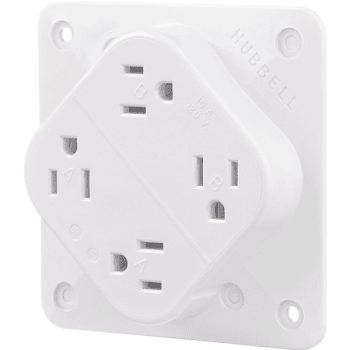 Image for Hubbell® 4-Plex 15 Amp 125 Volt 1-2 Gang Standard Outlet Adapter Plate (White) from HD Supply