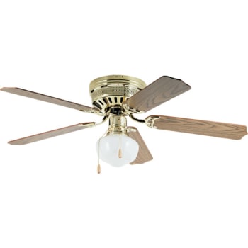 52" Hugger-Mount Ceiling Fan Polished Brass Schoolhouse ...