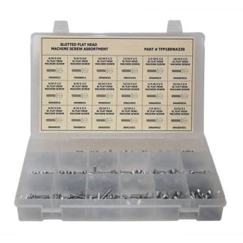 Image for Zinc Plated Slotted Flat Head Machine Screw Assortment In Tray Package Of 330 from HD Supply