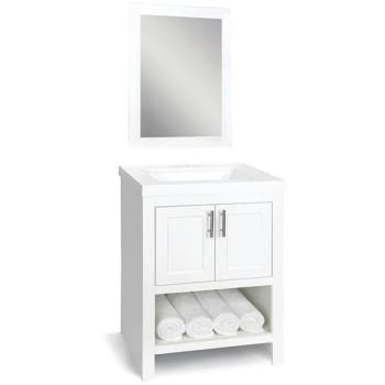 Image for Glacier Bay Spa 24.5 In White Bath Vanity W/marble Vanity Top, Basin And Mirror from HD Supply