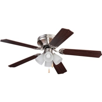 Image for Seasons® 52 in Hugger-Mount Ceiling Fan w/ Light (Brushed Nickel) from HD Supply