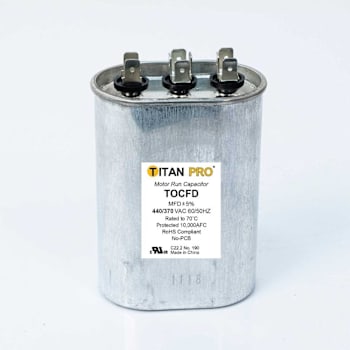 Image for Titan Run Capacitor 30+5 MFD 440/370v Oval from HD Supply