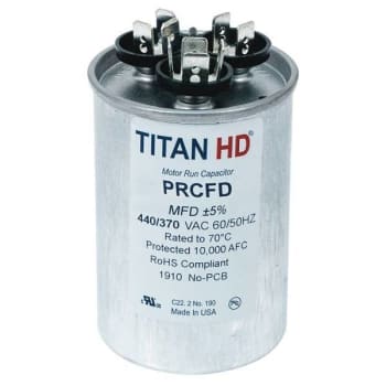 Titan 25+3 Mfd 440/370-Volt Round Run Capacitor