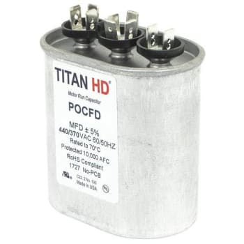 Image for Titan 35+7.5 Mfd 440/370-Volt Oval Run Capacitor from HD Supply