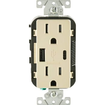 Image for Leviton 15a Decora Duplex Outlet, Type A And C Usb Charger, Ivory from HD Supply