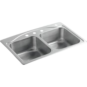 Image for Kohler Cadence Drop-In Stainless Steel 33 In 4-Hole Double Bowl Kitchen Sink from HD Supply