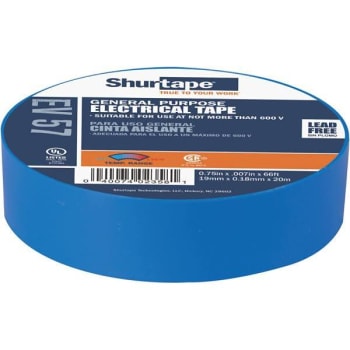 Image for Shurtape Ev 57 3/4 In X 66 Ft General Purpose Blue Electrical Tape, 7 Mils from HD Supply