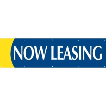 Image for Now Leasing Horizontal Banner, Blue/Yellow, 15' x 4' from HD Supply