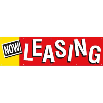 Now Leasing Horizontal Banner, Red/yellow, 15' X 4'