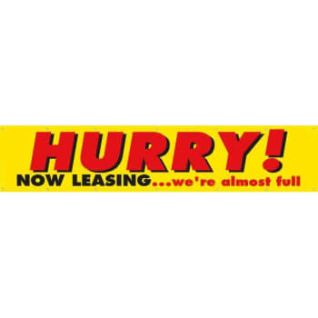 Image for Horizontal Hurry! Now Leasing/we're Almost Full Banner, 20' X 4' from HD Supply