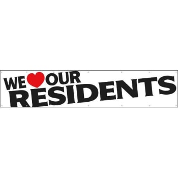 Image for Horizontal We Love Our Residents Banner, Heart, 20' x 4' from HD Supply