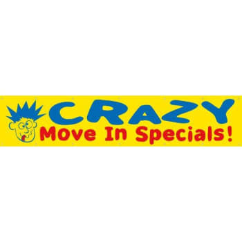 Image for Horizontal Crazy Move In Specials! Banner, Yellow/blue/red, 20' X 4' from HD Supply