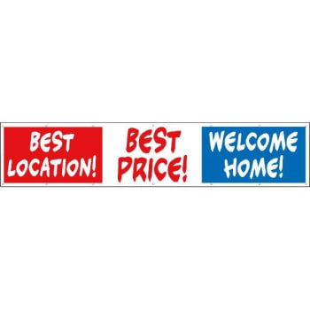Image for Best Location!/Best Price!/Welcome Home! Banner, Red/White/Blue, 20' x 4' from HD Supply