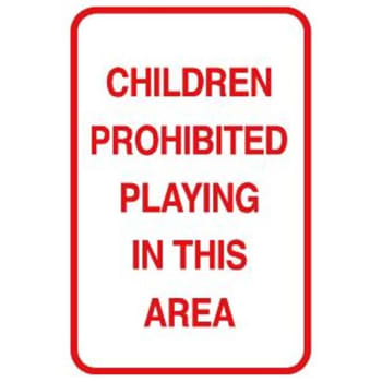 Image for Children Prohibited Playing... Sign, Reflective, 12 X 18 In from HD Supply