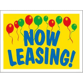Coroplast Now Leasing Amenity Sign, Balloons, 24 x 18