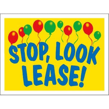 Image for Coroplast Stop! Look! Lease! Amenity Sign, Balloons, 24 x 18 from HD Supply