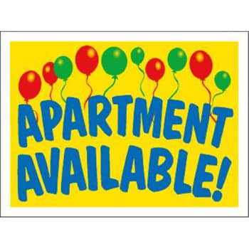 Coroplast Apartment Available! Amenity Sign, Balloons, 24 x 18