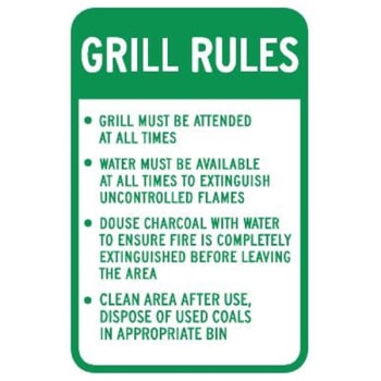 Image for Grill Rules Sign, Coal Disposal, Non-Reflective, 12 x 18 from HD Supply