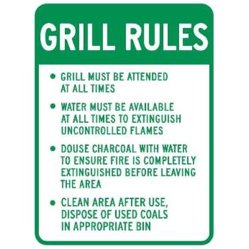 Image for Grill Rules Sign, Coal Disposal, Non-Reflective, 18 x 24 from HD Supply