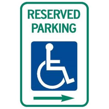 Image for RESERVED Parking/Right Arrow Disabled Parking Sign, Green, 12 x 18" from HD Supply