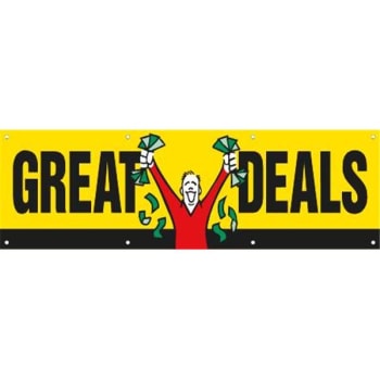 Horizontal Great Deals Banner, Black/yellow/red, 10' X 3'