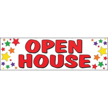 Horizontal Open House Banner, Multicolored Stars, 15' x 4'